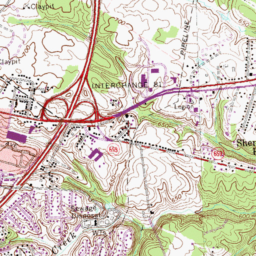 Topographic Map of Ash Hollow Estates, VA