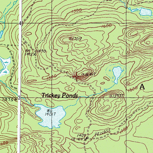 Topographic Map of Alder Brook Township, ME