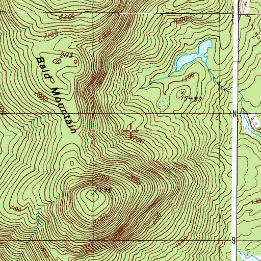 Topographic Map of Bald Mountain Township T2 R3, ME
