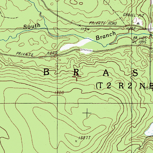 Topographic Map of Brassua Township, ME