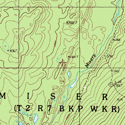 Topographic Map of Misery Township, ME