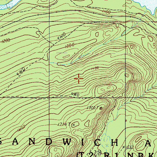 Topographic Map of Sandwich Academy Grant Township, ME