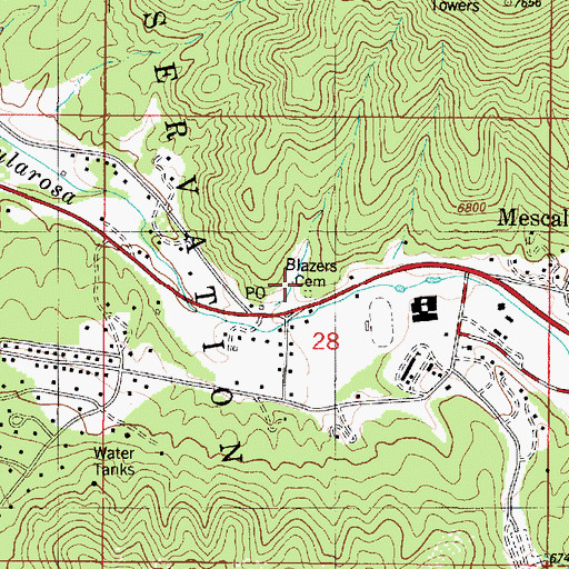 Topographic Map of Blazers Cemetery, NM