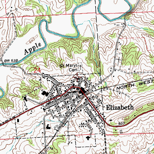 Topographic Map of Church of Saint Mary, IL