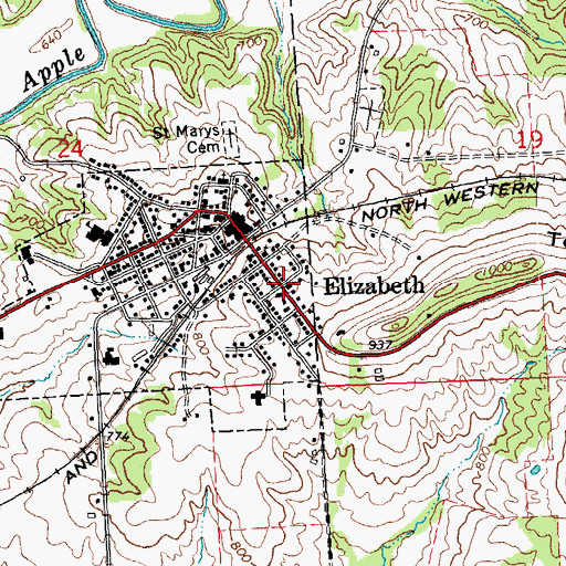 Topographic Map of First United Methodist Church, IL