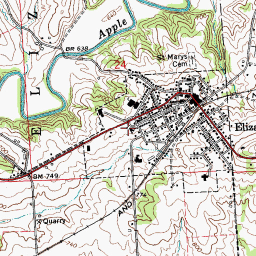 Topographic Map of Saint Paul Evangelical Lutheran Church, IL