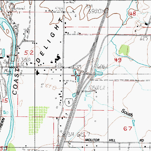 Topographic Map of Gettings Creek Safety Rest Area, OR