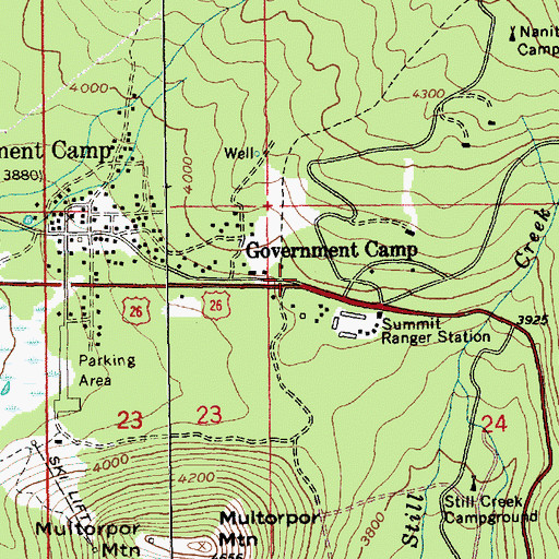 Topographic Map of Government Camp Safety Rest Area, OR
