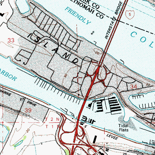 Topographic Map of Jantzen Beach Safety Rest Area, OR