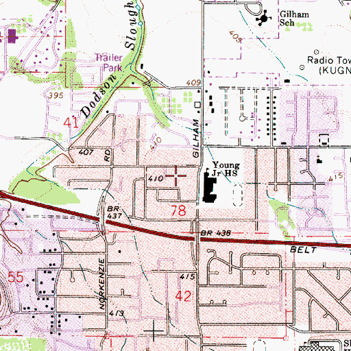 Topographic Map of Cal Young Sports Park, OR