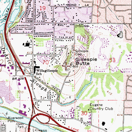 Topographic Map of Gillespie Butte City Park, OR