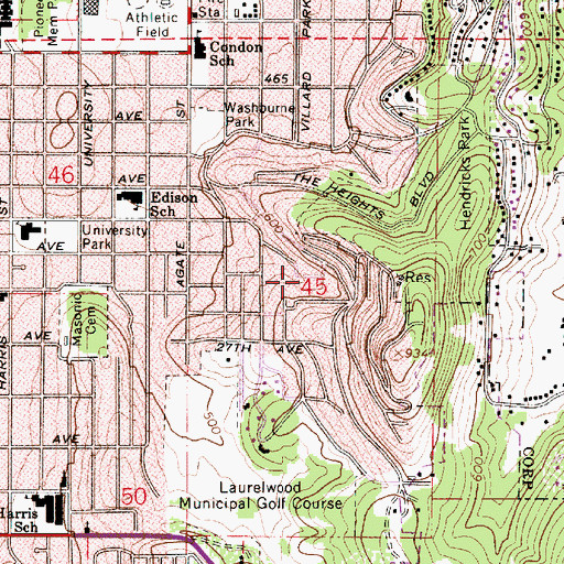 Topographic Map of Mission City Park, OR