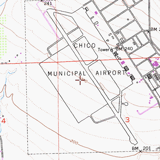 Topographic Map of Chico Army Air Field (historical), CA
