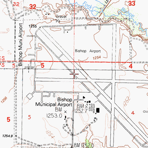 Topographic Map of Bishop Army Air Field (historical), CA