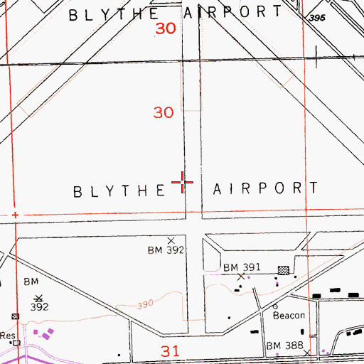 Topographic Map of Blythe Army Air Field (historical), CA