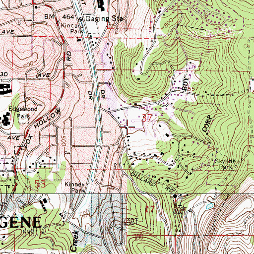 Topographic Map of Shadow Wood City Park, OR