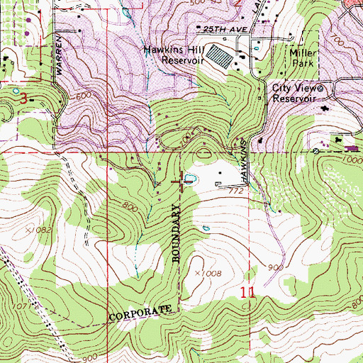 Topographic Map of Skyview City Park, OR