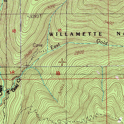 Topographic Map of Opal Creek Wilderness, OR