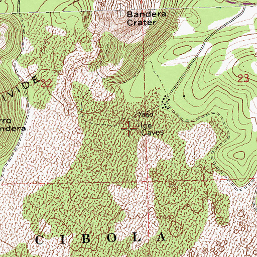 Topographic Map of Ice Caves, NM