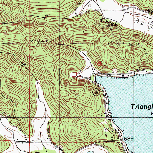 Topographic Map of Triangle Lake County Park, OR