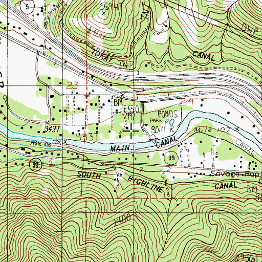 Topographic Map of Pierce Riffle County Park, OR