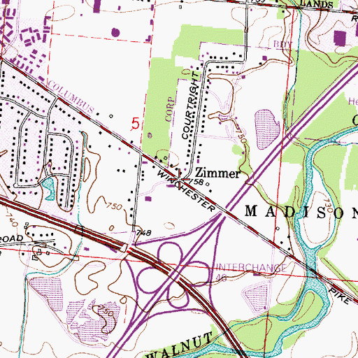 Topographic Map of Zimmer Post Office (historical), OH