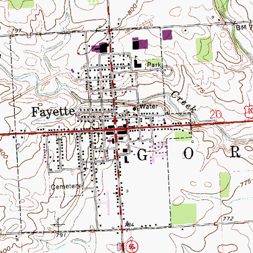 Topographic Map of Fayette Post Office, OH