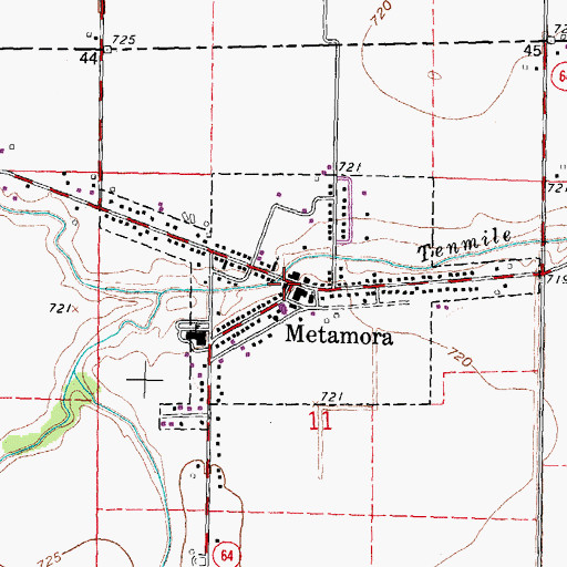 Topographic Map of Metamora Post Office, OH