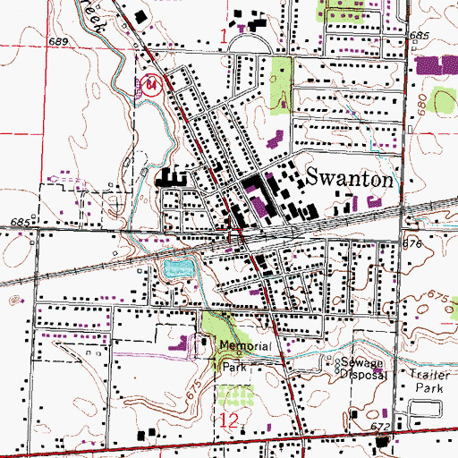 Topographic Map of Swanton Post Office, OH