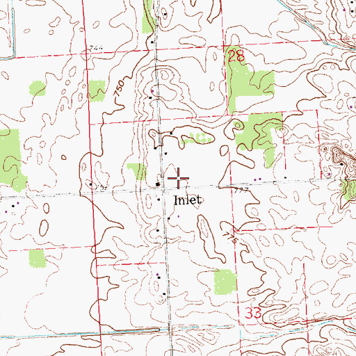 Topographic Map of Inlet Post Office (historical), OH