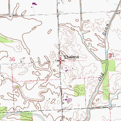 Topographic Map of Thelma Post Office (historical), OH