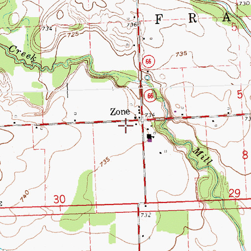 Topographic Map of Zone Post Office (historical), OH