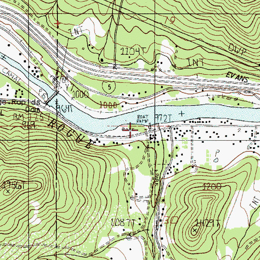 Topographic Map of Savage Rapids County Park, OR