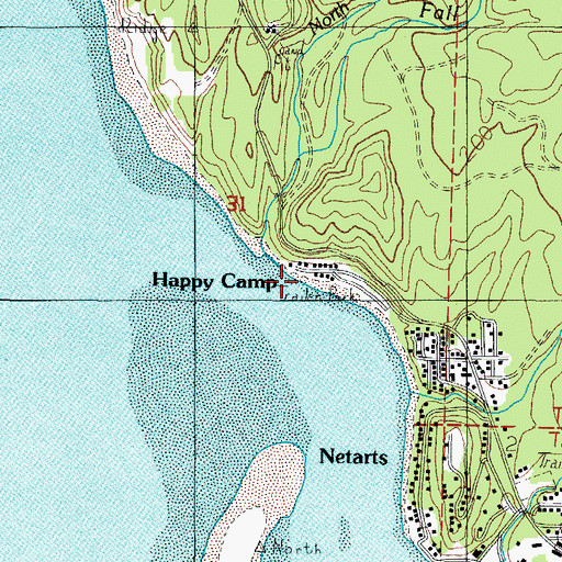 Topographic Map of Happy Camp County Park, OR