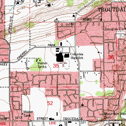 Topographic Map of Columbia City Park, OR
