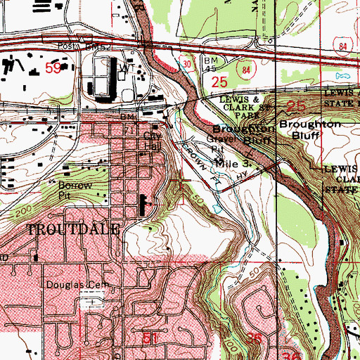 Topographic Map of Harlow House City Park, OR