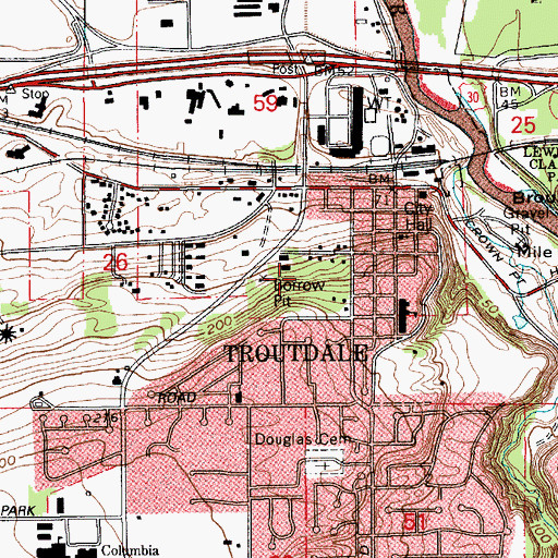 Topographic Map of Helen Althaus City Park, OR