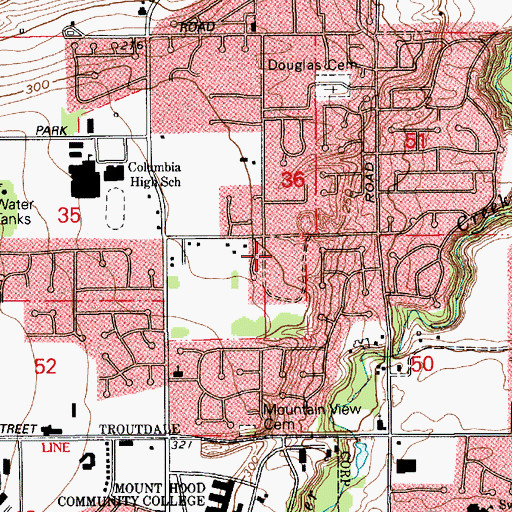 Topographic Map of Sunrise City Park, OR