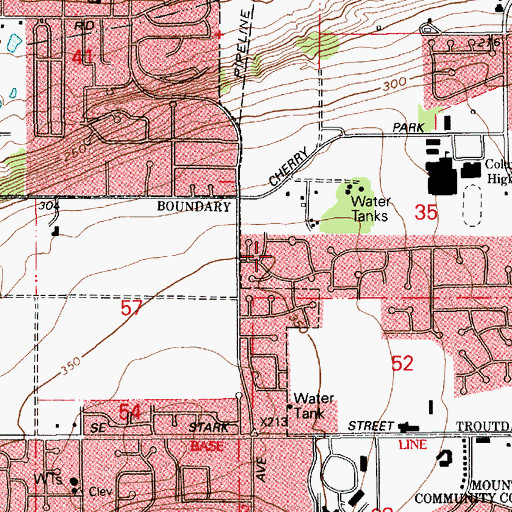 Topographic Map of Woodale City Park, OR