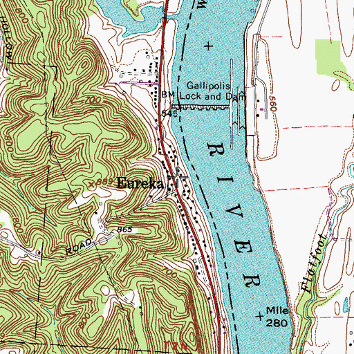 Topographic Map of Eureka Post Office (historical), OH