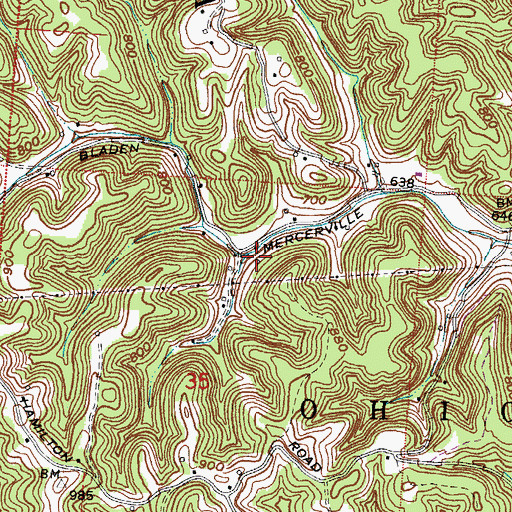 Topographic Map of Halley Post Office (historical), OH