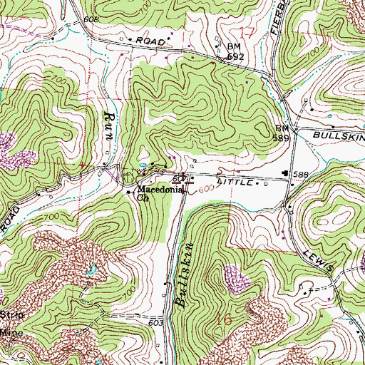 Topographic Map of Hilton Post Office (historical), OH