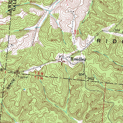 Topographic Map of Hoadley Post Office (historical), OH