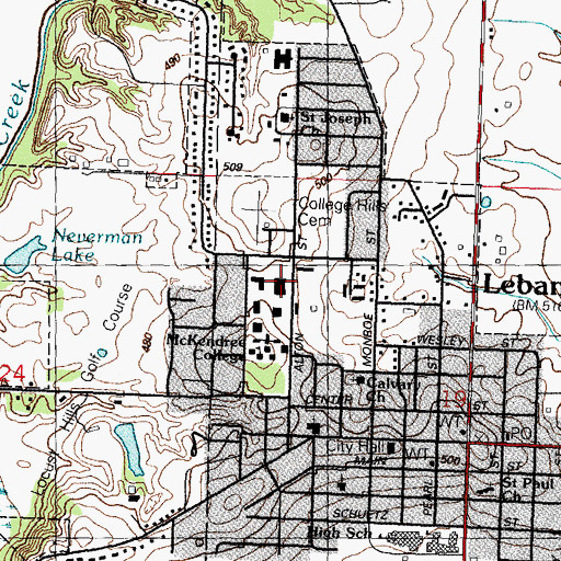 Topographic Map of Ames Dining Hall, IL