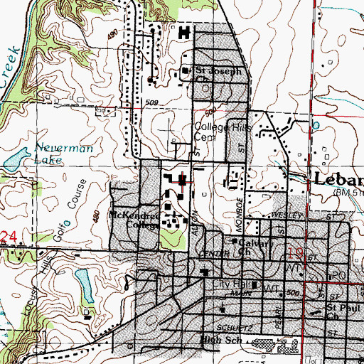 Topographic Map of Baker Hall, IL