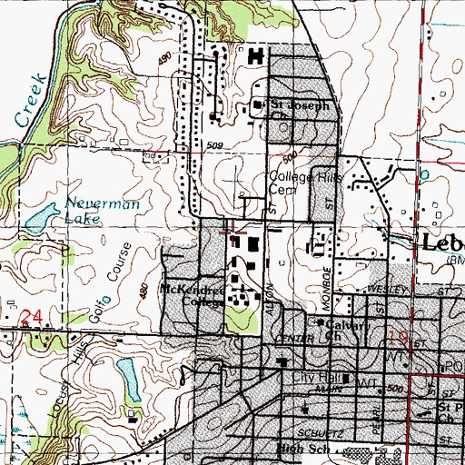 Topographic Map of Barnett Hall, IL