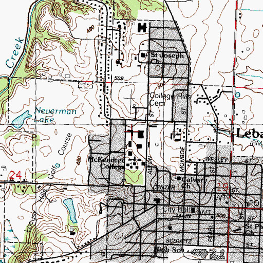 Topographic Map of Deneen Center, IL
