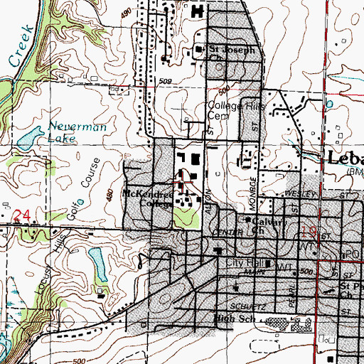 Topographic Map of E E Voigt Science Hall, IL