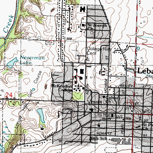 Topographic Map of Holman Library, IL