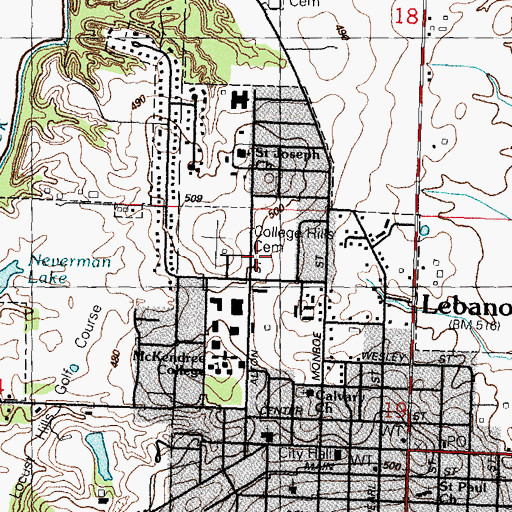 Topographic Map of Melvin Price Convocation Center, IL